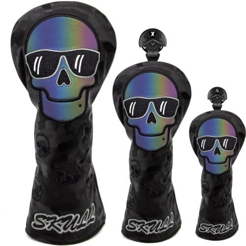 New Fashion Golf Headcover Set Skull Driver Covers Fairway Wood Cover Hybrid Cover Premium Leather Golf Wood Covers