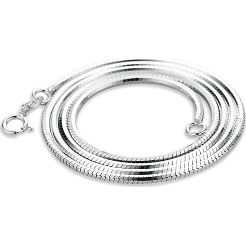 Sterling Silver Necklace for Man Snake Chain 1.5mm Thinkness 50cm Male Chain Necklace Vintage Fine Jewelry 925 Silver Necklace