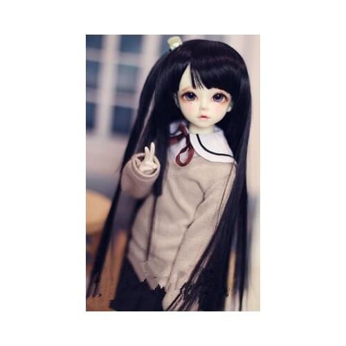 BJD Doll Wigs Fit for 1/3 1/4 Size Wigs High Temperature Silk and Wind Three Cut Flat Long Hair Wigs Golden Black Doll Accessori