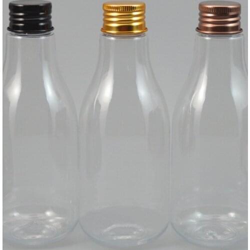50pcs 200ml Plastic Empty Plastic Squeezable Aluminum Cap 200ml Bottles clear Refillable Pet clear Plastic Bottles 200ml