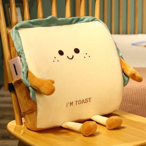 40CM Lovely Plush Creative Toast Bread Car Chair Waist Pillow Soft Nice Cushion For Girlfriend Valentines Day Gifts