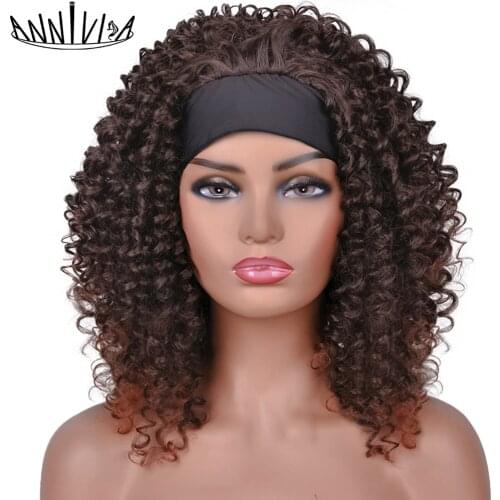 Headband Curly Hair Synthetic Wig For Black Women Natural Wave Glueless Wigs Heat Resistant Fiber Hair Annivia