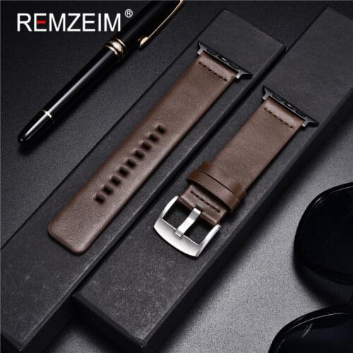 Brown Leather Watchband Strap For Apple Watch 4 3 2 1 38mm 40mm Men Women Leather Watch Band for iwatch 6 5 44mm 42mm Bracelet
