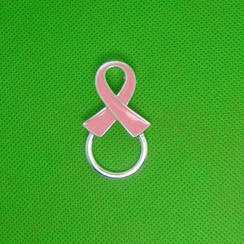 Pink or Red enamel bowknot breast cancer AIDS symbol SLV color bar pin eyeglasses holder badge brooch ornament jewelry 6pcs x