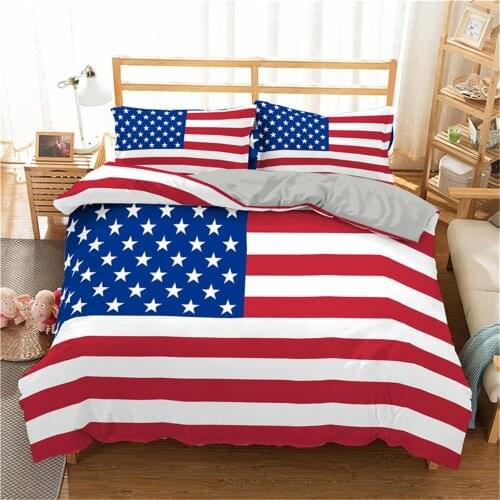 Modern Style Star Stripe Flag Bedding Collection American Flag 3 D Quilt Set King Queen Bedding Set Bed Sheets and Pillowcases