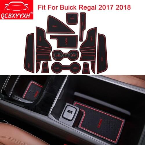 QCBXYYXH Car-Styling 12Pcs Slot Pad Interior Auto Door Groove Mat Latex Anti-Slip Cushion Internal For Buick Regal 2017 2018