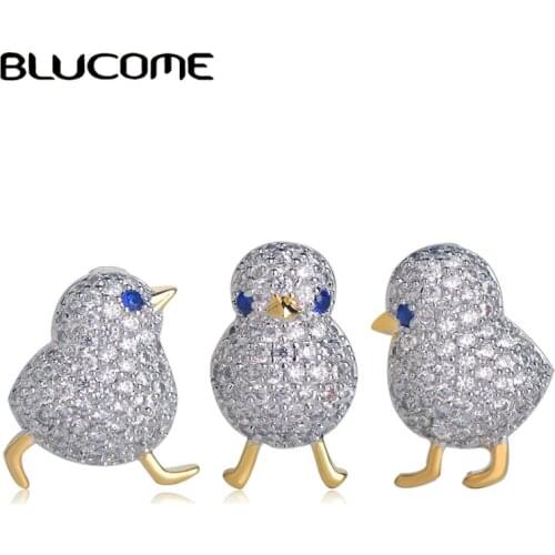 Amazing Price Little Blue Eyes Chick Shape Brooches Copper Zircon Brooch For Women Girls Collar Suit Pin Dress Scarf Accessories