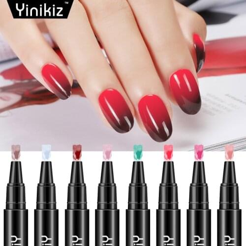 Yinikiz UV Nail Gel Lacquer Pen Temperature Change Gel Pen Nail Polish Thermo Chameleon Manicure Gel Nail Polish