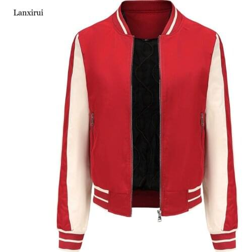 Womens Coat Spring And Autumn Jacket Quilted Coat Europe And America Color Matching Baseball Uniform Pilot