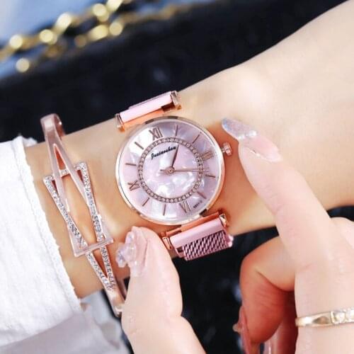 Fashion Women Watches Marble Rhinestone Dial Magnetic Clasp Ladies Wristwatches Reloj Mujer Zegarek Damski