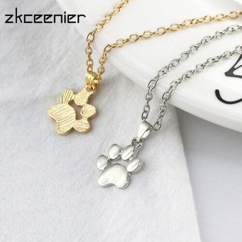 Zkceenier Pendants Necklace Bijoux Femme Collier Necklace Women Cute Dog Paw Choker Necklace Boho Jewelry Graduation Gift Kolye