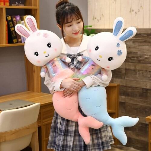 1PC Beautiful Mermaid Rabbit Plush Toy Kids Girl Cartoon Stuffed Little Mermaid Bunny Doll Sofa Pillow Girlfriend Birthday Gifts