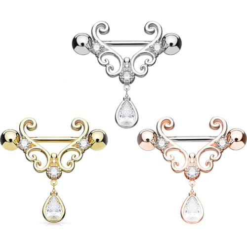 1pcs Heart Nipple Ring Helix Piercing Earring Water Drop Dangle Nipple Piercing Surgical Steel Pircing Body Jewelry