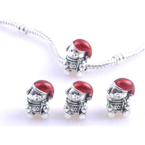1Pcs 15x11mm Silver Christmas bear Spacers Beads Fit Charms Bracelets Jewelry Handmade DIY extanpaa flfaocma DK-044-X