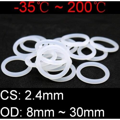 10/50pcs VMQ White Silicone Ring Gasket CS 2.4mm OD 8 ~ 30mm Food Grade Waterproof Washer Rubber Insulate o-ring rubber ring