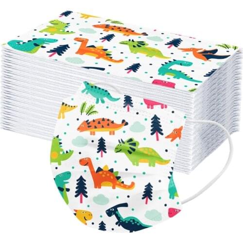 High Quality 10-50pcs Adult Disposable Fashion Dinosaur Printed Masks 3Ply Filters Mouth Mask Mascarillas Halloween Cosplay