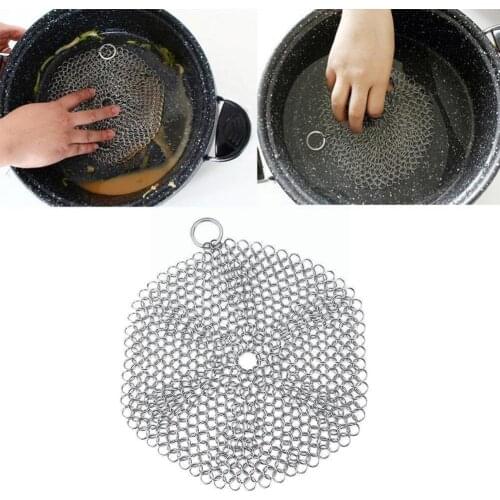 10CM Round 316 Cast Iron Cleaner Kitchen Rust Pot Pans Steel Remover Brush Rust Kit Scraper Cleaning Metal Scrubber Cleanin D2J8