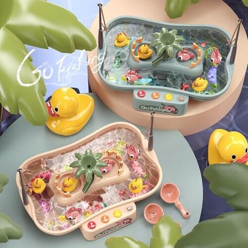 2021 Kids Toy Magnetic Fishing Music Electric Circulation Fishing Duck Fishing Platform Water Play Game Toys for Kids Gift