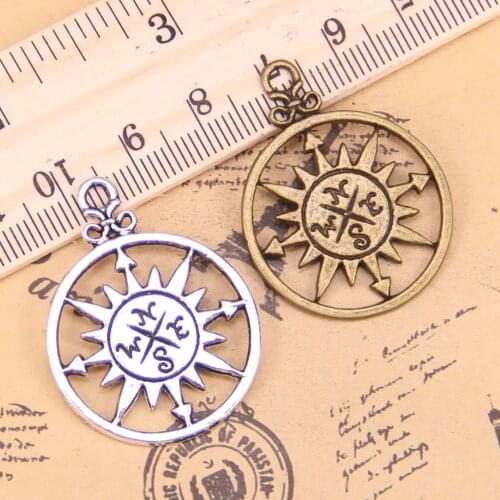 8pcs Charms circle compass 36x27mm Antique Pendants,Vintage Tibetan Silver Jewelry,DIY for bracelet necklace