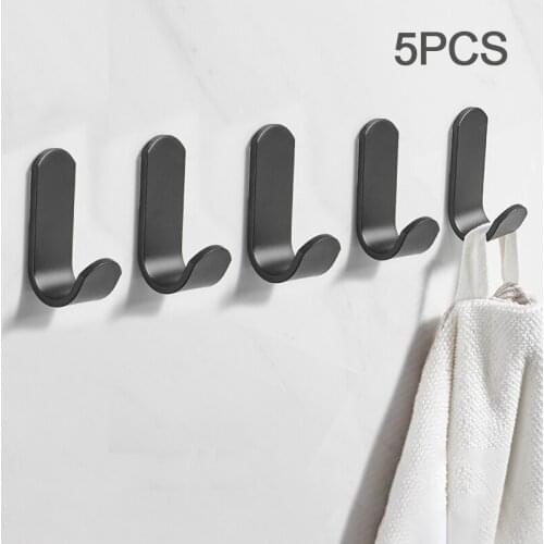 5Pcs Self-adhesive Clothes Bag Hanger Hook Punch-Free Strong Viscose Towel Hook For Bathroom Livingroom Bedroom Accessories