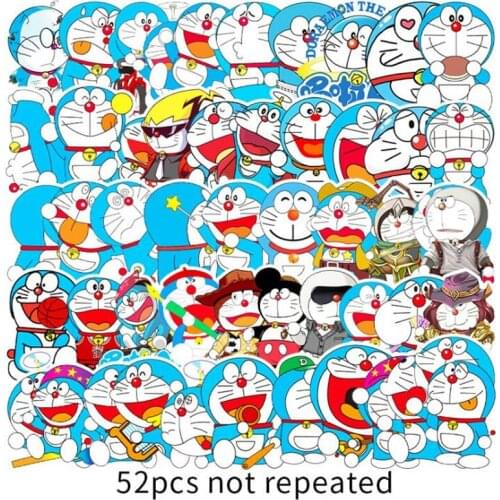 52 Pcs/Set Doraemon Graffiti Stickers For Luggage Laptop Notebook Refrigerator Car Motorcycle Toy Phone Cartoon Stickers