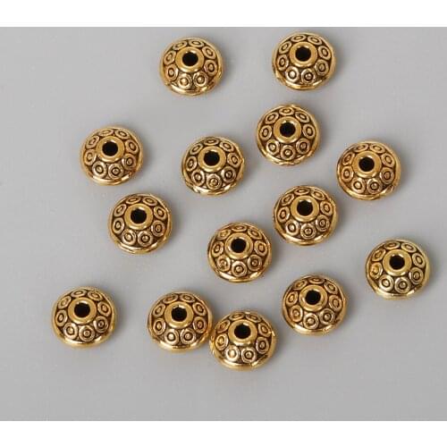 6x4mm 50pcs Alloy Pattern Spacer Beads Silver Plated Beads Metal Beads Charm Accessory For Jewelry Bracelet Making