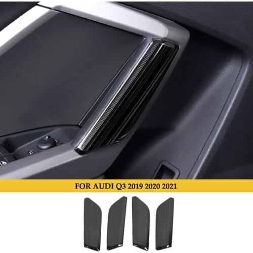 ABS Car Door Handle Frame Decoration Cover Trim For Audi Q3 2019 2020 2021 Carbon Fiber Color Car Styling Interior Accessories