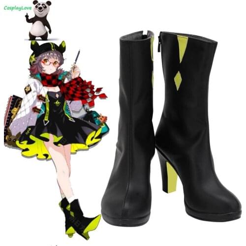 Arknights Deepcolor Black Cosplay Shoes Cosplay Long Boots Leather Custom Made For Party Christmas Halloween