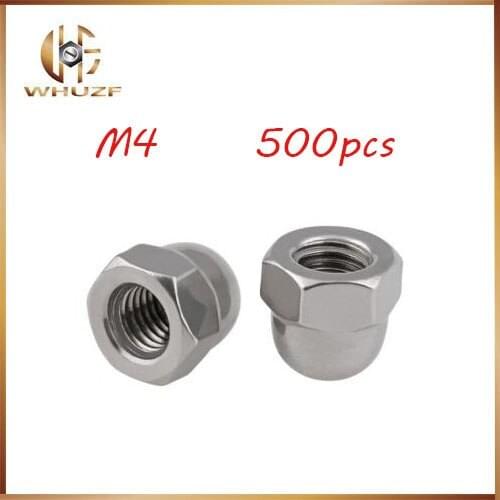Free shipping 500pcs M4 Acorn Dome Nuts DIN1587 Hex Head Decoration Cap Nut 304 Stainless steel A2 nuts,nut