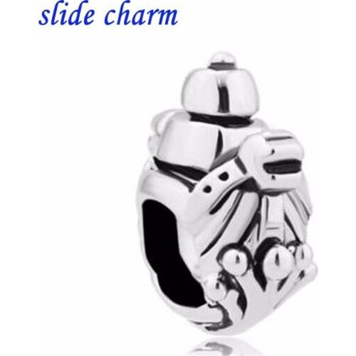 Slide charm Free shipping New European fashion ornaments small black and white pirate ship charm beads fit Pandora bracelet