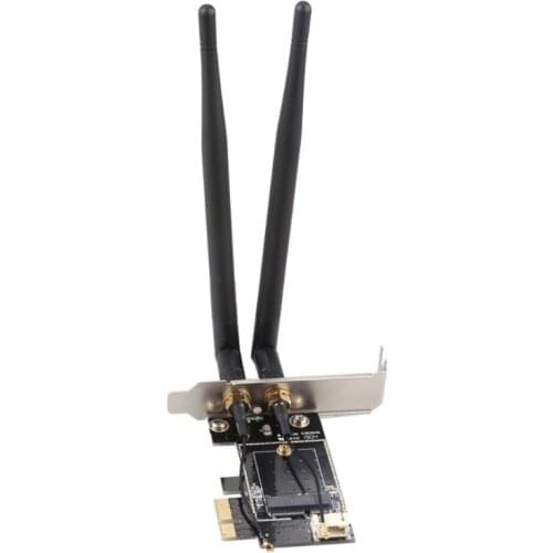 Bluetooth Wireless Card to pciE-1X to NGFF-Ekey PCIE Laptop Pc WIFI WLAN Card Adapter Dual Antenna Adapter Board