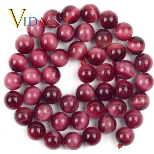6/8/10mm Rose Red Tiger Eye Stone Beads Natural Round Beads for Jewelry Making Bracelet Necklace Accessories 15"