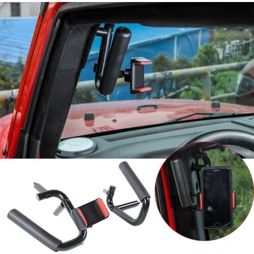 Black Grab Bar Front Handle With Mobile Phone Holder Mount Compatible forJeep Wrangler JK 2007-2017 Car Accesories Interior