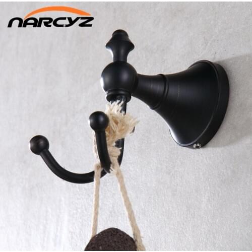 Black bronze coat hook full copper new European clothing hook wall hanging kitchen and bathroom hardware pendant 9012K