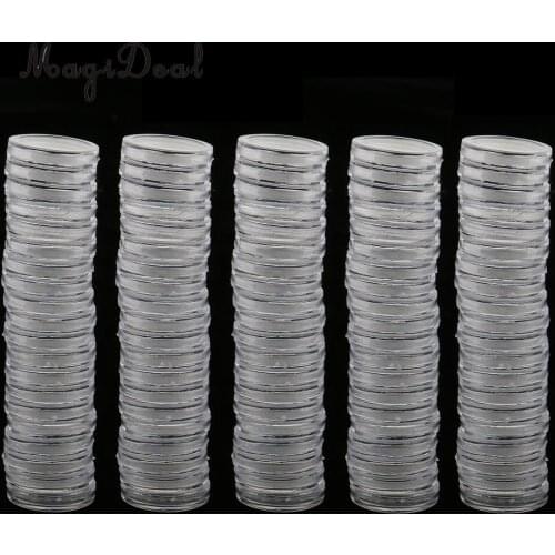 200pcs Clear Plastic Coin Capsule Holders Display Case Box Collection 22/28mm