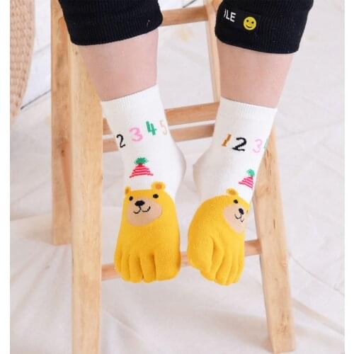 Children Five Finger Socks Cotton Animal Print Toe Socks Cartoon Boys Girls Socks Cheap Stuff for Kids Healthy Finger Sock 3-12T