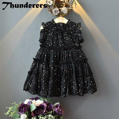 Thunderers Fashion Sleeveless Kids Princess Dress Geometric Mesh Kids Party Dress For Girls Summer Baby Girl Dress Clothes