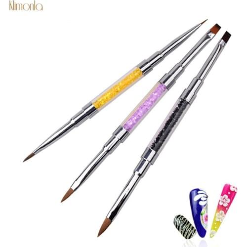 New Double Head Nail Painting Brushes With Rhinestone Handle 3D Drawing Line Nail Art Tips DIY Nail Design Manicure Salon Tools