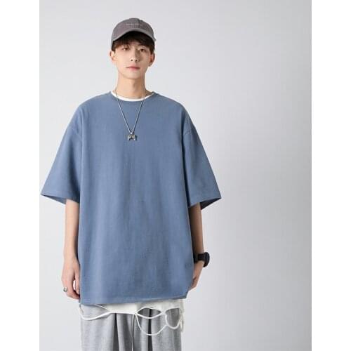 Summer New Trend 100% Cotton Half Sleeve Oversize T-shirt Mens Casual Basic Tops Womens Tee Shirt Street Wear Hip Hop T-Shirts