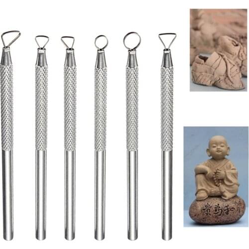 6pcs Aluminum Sticks Set Pottery Clay Tools Clay Sculpture DIY Art Crafts Clay Soft Carving Tool Modeling Scraper