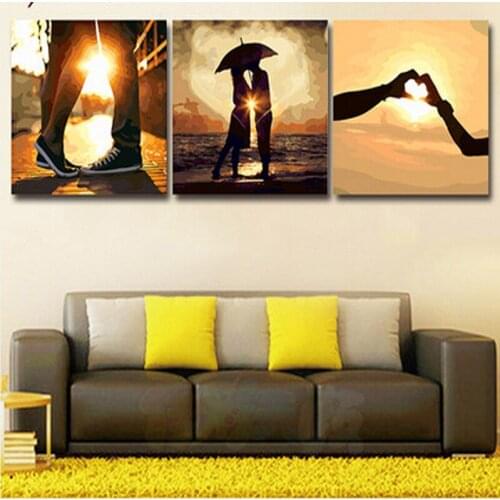 Vintage home decor wall art flower pictures painting by numbers Three-picture Combination oil painting on canvas Triptych H463