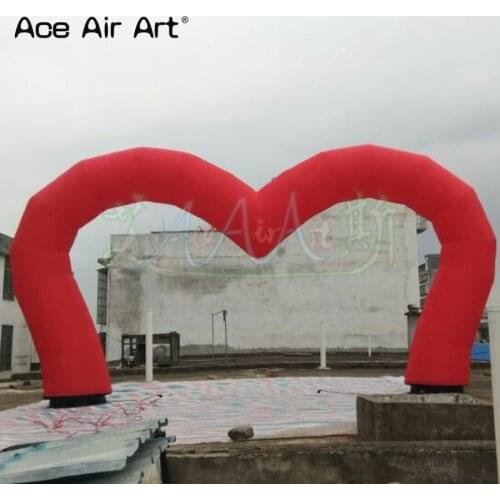 Free standing inflatable heart shaped arch with 2 pcs 63cm diameter bases and fans for wedding/Valentines Day decoration