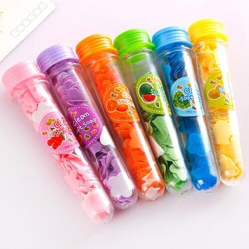 Outdoor Body Washing paper soap BathTest Tube Confetti Foaming Flower Paper Soap Slice Case Travel Cleaning Box paper soap sheet