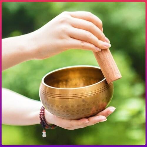Nepal Handmade Tibet Buddha Sound Bowl Yoga Meditation Chanting Buddhist Chanting Brass Bowl Music Therapy Religious Supplies