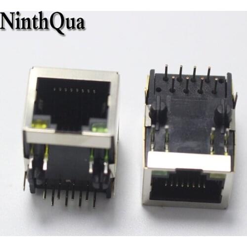 1pcs HR911105A RJ45 New network transformer HY911105A RJ45 with light filters Connector Shielded with LED Lamp 911105A