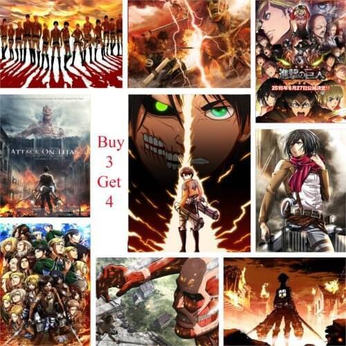 Attack on Titan 2 Posters Japanese Anime White Coated Paper Prints High Definition Home Decoration Home Art Brand