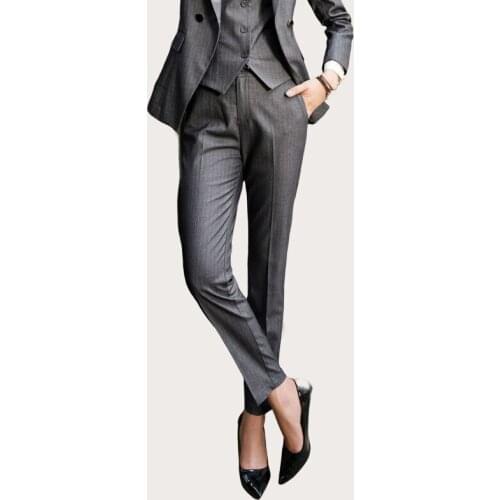 Office Lady Formal Pants For Women Fashion Striped Design Business Work Uniform Pencil Pants 2021 New Plus Size Trousers Female