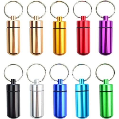 Wholesale Outdoor Survival Pocket Aluminium Alloy Mini Waterproof Pill Box Case Bottle Drug Holder Container Keychain Medicine
