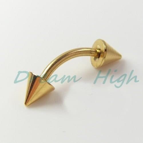 Wholesale Titanium Gole-color Eyebrow Piercing Eyebrow Ring Body Piercing 316L Surgical Steel 100pcs/lot Free Shipping