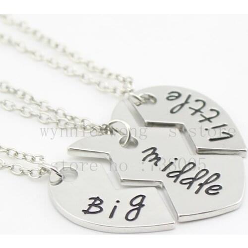 Sister Necklace Matching Little Sister Middle Sister and Big Sister Necklace Gift For Big Sis Middle Sis Little Sis Family Gift